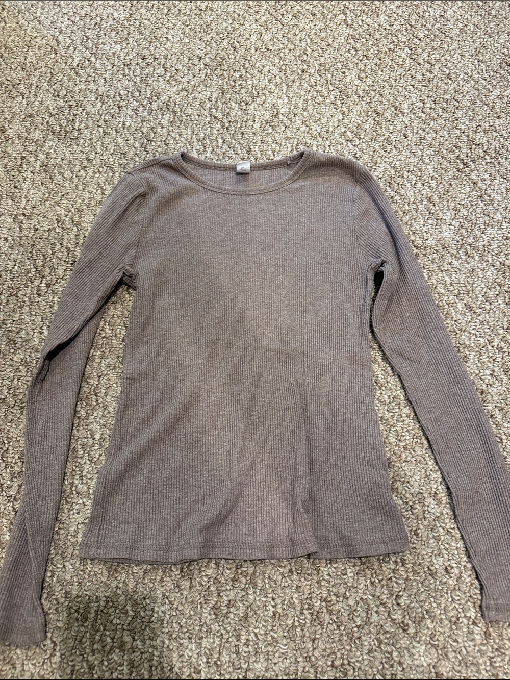 Old Navy Long-Sleeve Ribbed Crewneck Top - Taupe